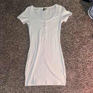 H&M Cream Ribbed Fitted Dress